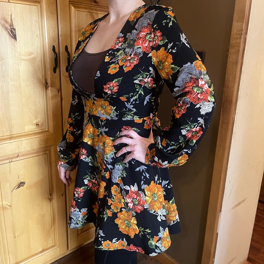 Nasty Gal Glamorous Floral Long Sleeve Mini Dress - Picture 2 of 8
